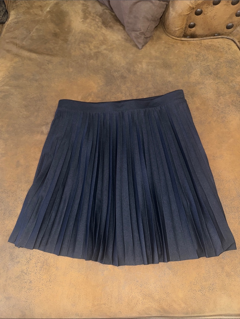 Navy Pleated Mini Skirt